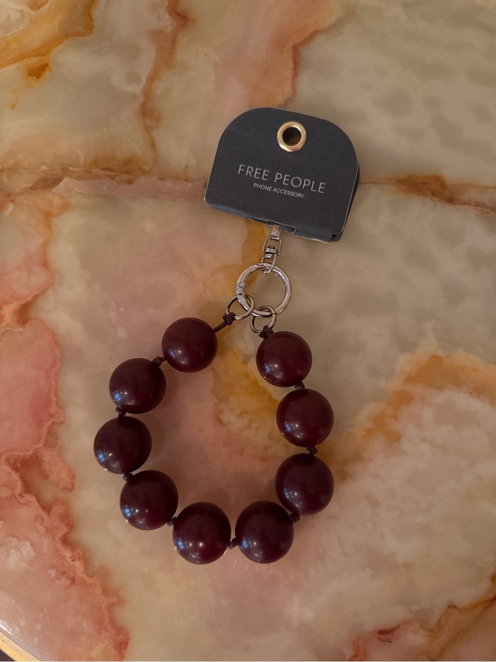 Free People Burgundy Beaded Wristlet Keychain - Picture 4 of 5